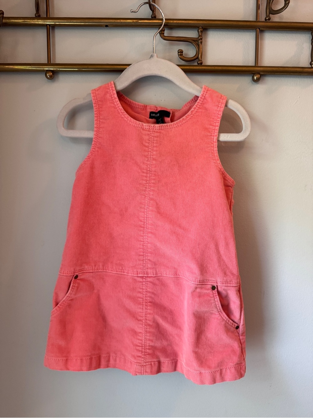 GAP Coral Pink Corduroy Pinafore Dress